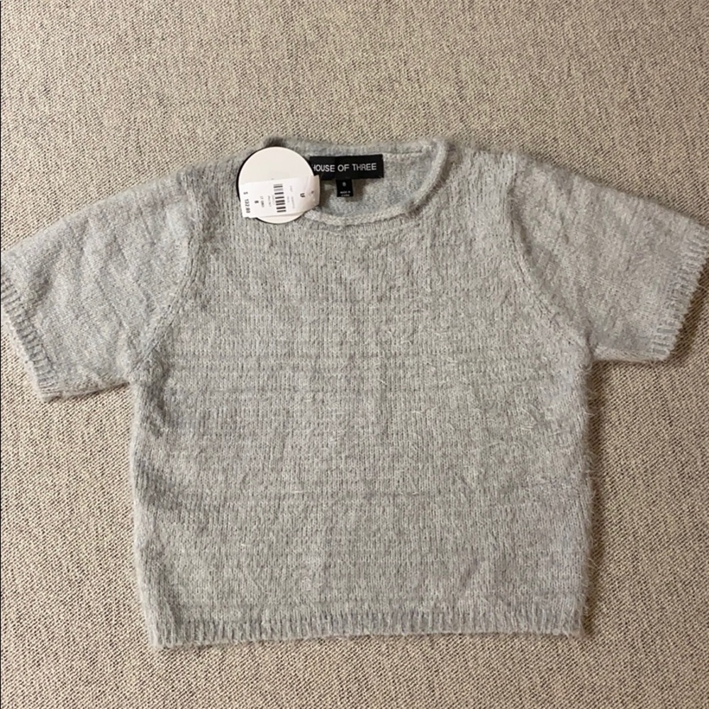 Cropped fuzzy sweater NWT